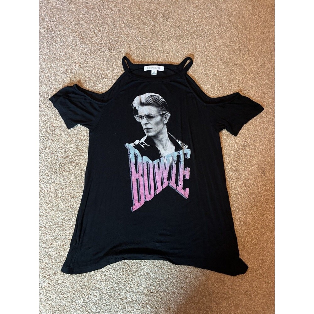 Daydreamer Women’s Bowie Black Cold Shoulder T Shirt Size Medium